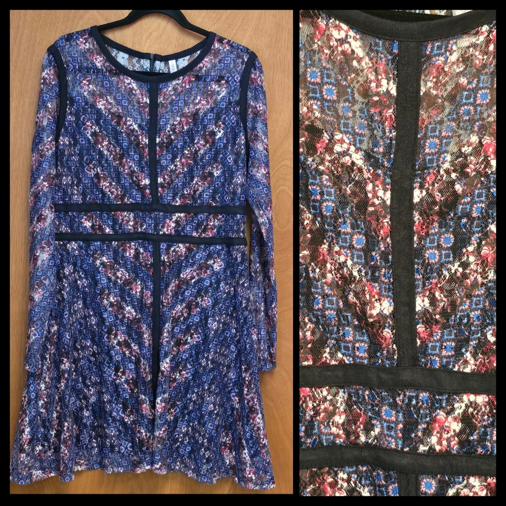 🟦Xhilaration Multicolor Floral Lace Dress